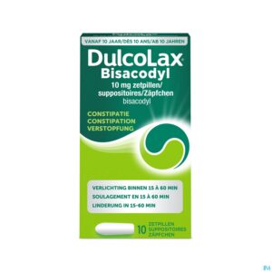 Packshot Dulcolax Bisadocyl Supp 10 X 10mg