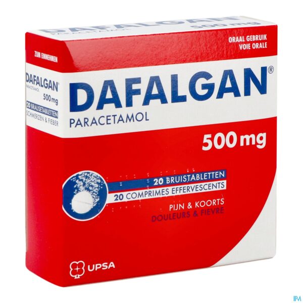 Packshot Dafalgan Bruis 500mg Tabl 20