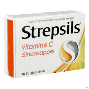Packshot Strepsils Vitamine C Sinaasappel Past 36