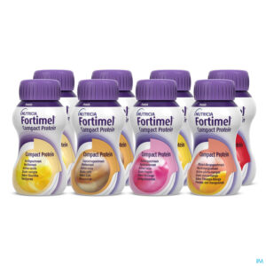 Packshot Fortimel Compact Protein Mixed Multipack Flesjes 8x125 ml