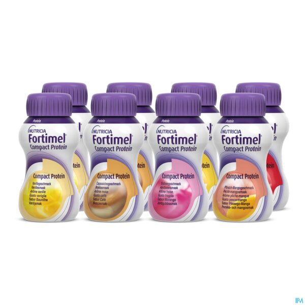 Packshot Fortimel Compact Protein Mixed Multipack Flesjes 8x125 ml Packshot Fortimel Compact Protein Mixed Multipack Flesjes 8x125 ml