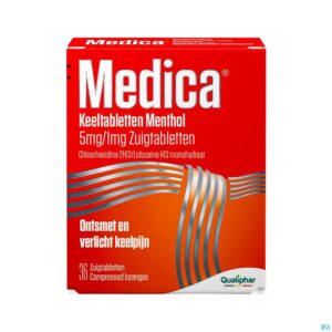 Packshot Medica Keeltabletten Menthol 36 zuigtabletten