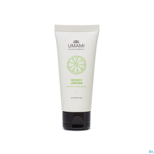 Packshot Umami Woody Lemons Berg.&ceder Show.gel Tube 200ml