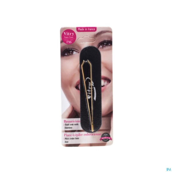 Packshot Epileerpincet Krab Schuin Inox Verguld