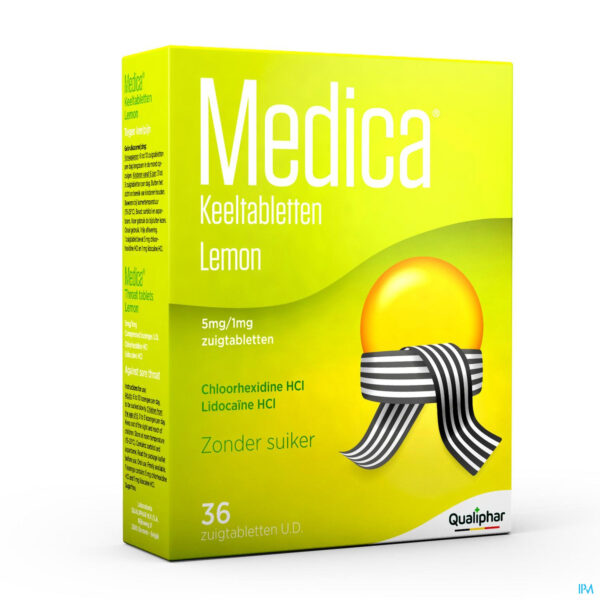 Packshot Medica Keeltabletten Lemon 36 zuigtabletten