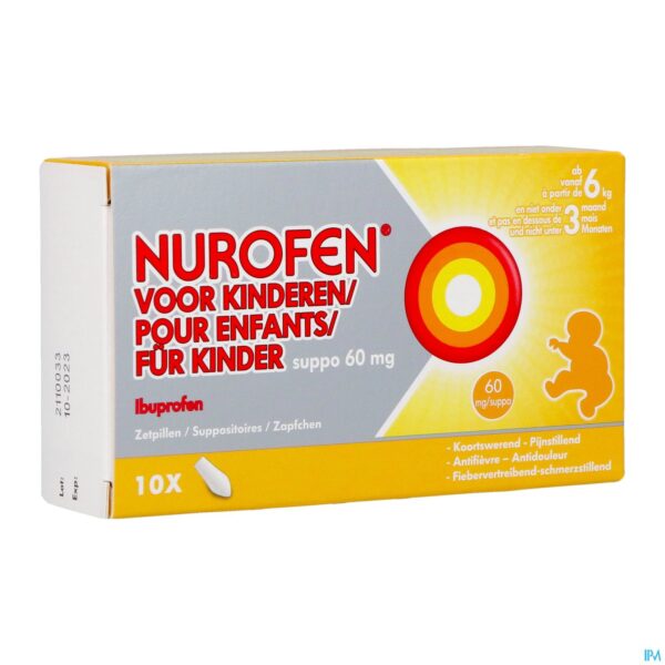 Packshot Nurofen Kind 60mg Suppo 10x60mg