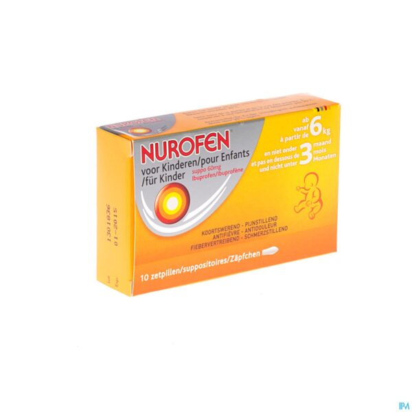 Packshot Nurofen Kind 60mg Suppo 10x60mg
