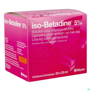 Packshot Iso Betadine Sol Oculaire-spoelen Oog 20udx20ml 5%