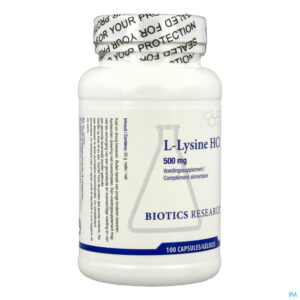 Packshot l-lysine Biotics Caps 100x500mg