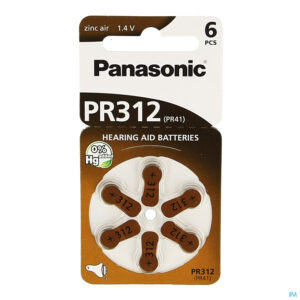 Packshot Panasonic Batterij Oorapparaat Pr 312h 6