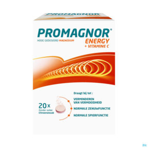 Packshot Promagnor Magnesium 400mg + 180mg Vitamine C (20 bruistabletten)