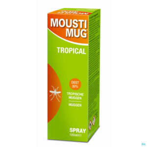 Packshot Moustimug Tropical 30% Deet Spr.100ml