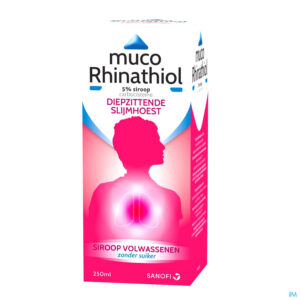 Packshot Muco Rhinathiol 5% Sir Ad Z/suiker 250ml