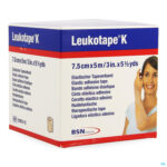 Packshot Leukotape K Kleefwindel Elast Huid 7,5cmx5m 1