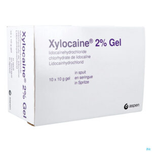 Packshot Xylocaine Gel Ser/spuit 10x10g 2%