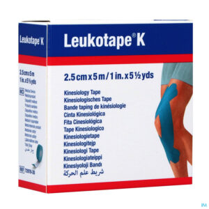 Packshot Leukotape K Kleefwindel Elast Blauw 2,5cmx5m 1