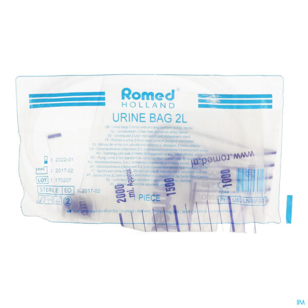 Packshot Urinezak Klep + Afvloeiing Romed 2l Pontos