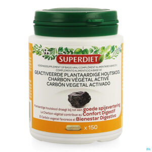 Packshot Super Diet Plantaardige Houtskool Actief Caps 150