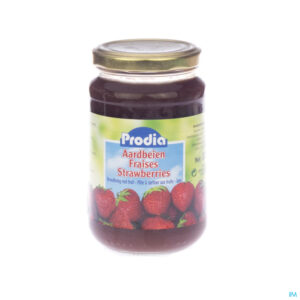 Packshot Prodia Jam Aardbeien + Fructose 370g 6090 Revogan