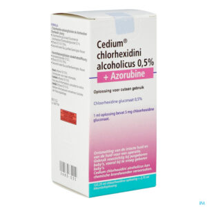 Packshot Cedium Chlorhexidini Gluc Alc 0,5% 125ml+azorubine