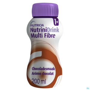 Packshot NutriniDrink Multi Fibre Chocoladesmaak Flesje 200 ml