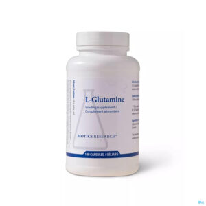 Packshot l-glutamine 500mg Biotics Caps 180