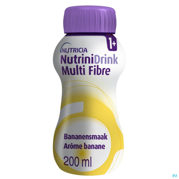 Packshot NutriniDrink Multi Fibre Bananensmaak Flesje 200ml