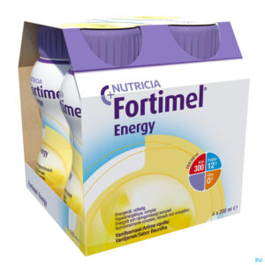 Packshot Fortimel Energy Vanille Flesjes 4x200ml