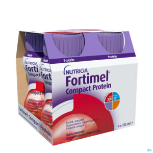 Packshot Fortimel Compact Protein Bosvruchten Flesjes 4x125 ml