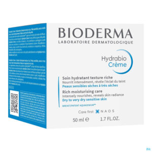 Packshot Bioderma Hydrabio Creme Hydra Verzorging Rijk 50ml