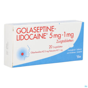 Packshot Golaseptine Lidocaine 5mg/1mg Zuigtabl 20