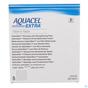 Packshot Aquacel Extra Verb Hydrofiber+versterk. 15x15cm 5