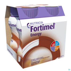 Packshot Fortimel Energy Chocolade Flesjes 4x200ml