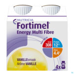 Packshot Fortimel Energy Multi Fibre Vanille Flesjes 4x200ml