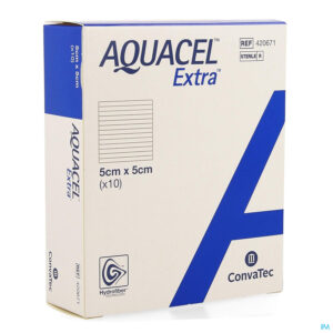 Packshot Aquacel Extra Verb Hydrofiber+versterk. 5x 5cm 10