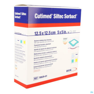 Packshot Cutimed Siltec Sorbact Schuimverb 12,5x12,5cm 10