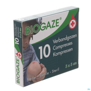 Packshot Biogaze 10 Verbandgazen 5 x 5 cm