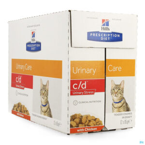 Packshot Prescription Diet Feline C/d Stress Chicken 12x85g