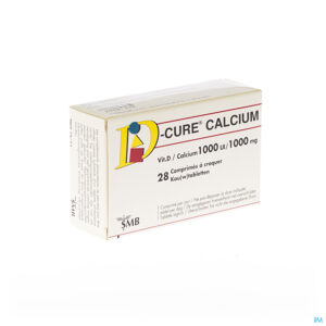 Packshot D Cure Calcium 1000mg/1000ui Kauwtabl 28