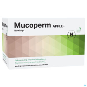Packshot Mucoperm Apple+ 60 ZAKJES 240G