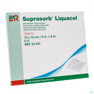 Packshot Suprasorb Liquacel Vezelverb Hydroact. 15x15cm 5