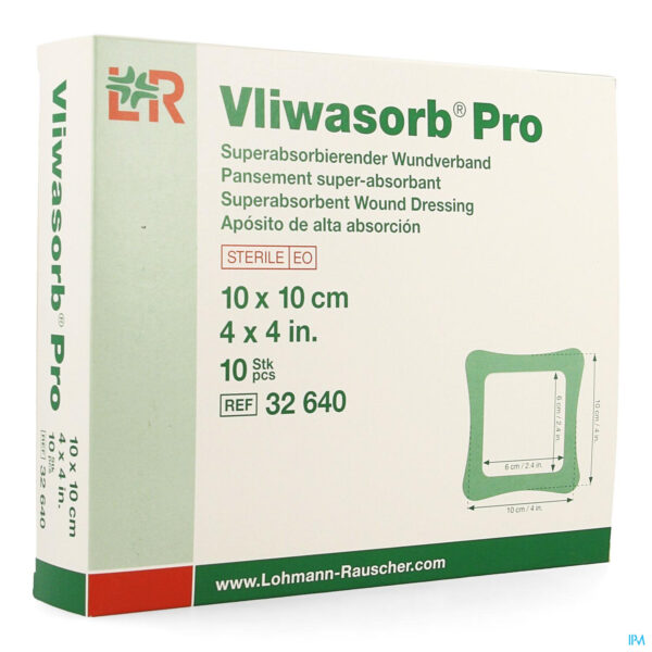 Packshot Vliwasorb Pro Verband 10x10cm 10 32640