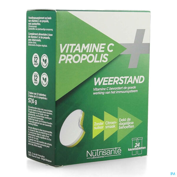 Packshot Vitamine C+propolis Kauwtabl Tube 2x12