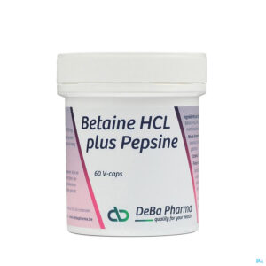 Packshot Betaine Hcl + Pesine V-caps 60 Deba