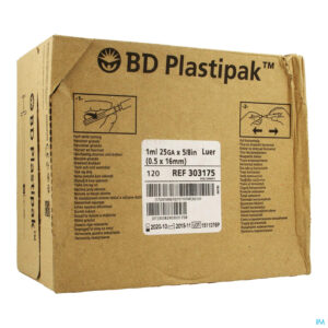 Packshot Bd Plastipak Spuit+nld Tuberculine 1ml+25g 5/8 120