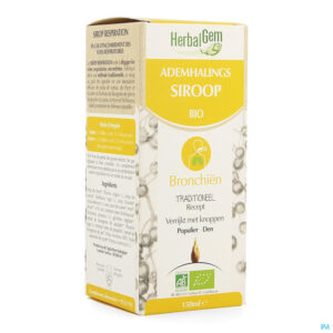 Packshot Herbalgem Siroop Ademhaling Bio Kind-volw 150ml