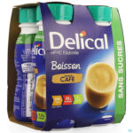 Packshot Delical Melkdrank Hp-hc Z/suiker Koffie 4x200ml