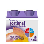 Packshot Fortimel Compact Protein Perzik-mango Flesjes 4x125 ml