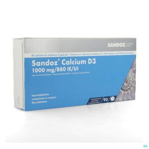 Packshot Sandoz Calcium D3 Kauwtabletten 90x1000 mg/880ie