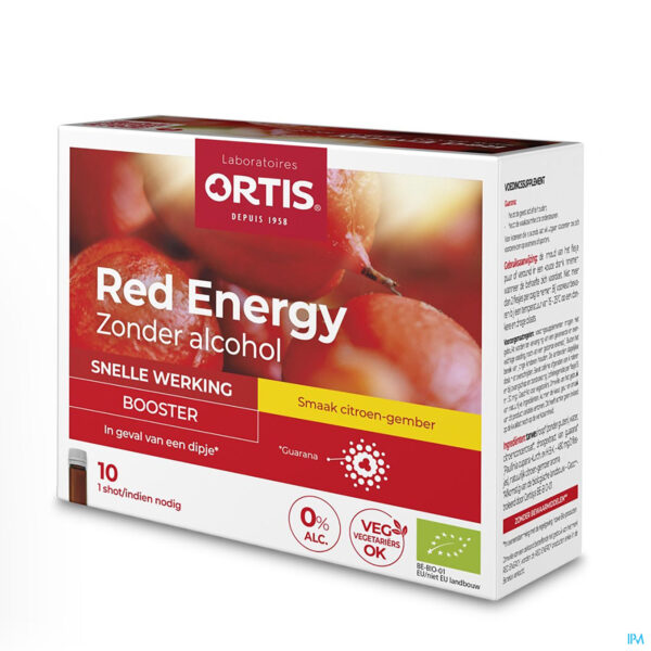 Packshot Ortis Red Energy Citroen Gember Bio Z/alc 10x15ml